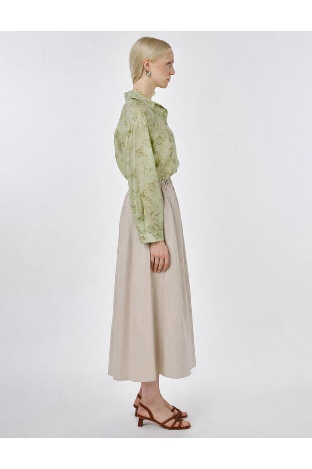 Cep Detaylı Çan Etek Bej - 5