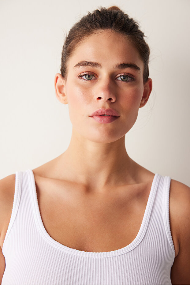 Seamless Square Neck Beyaz Üst - 4