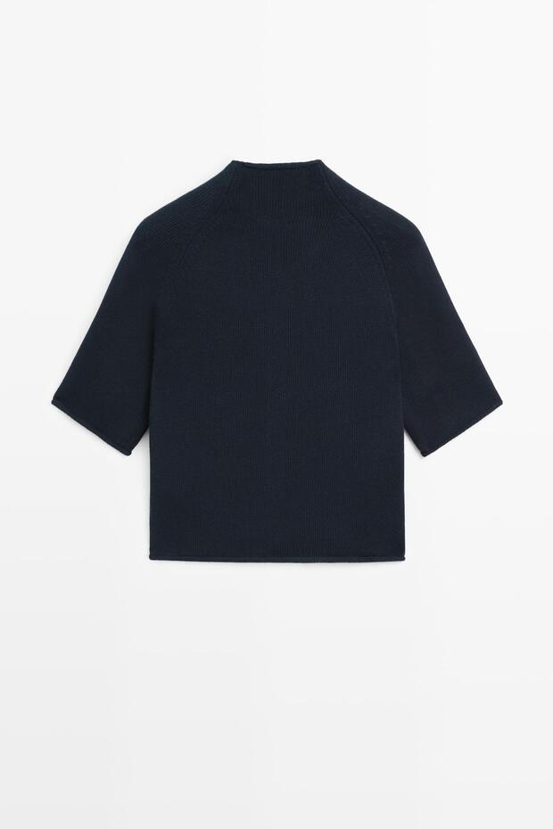 Dirsek boy kısa kollu triko hırka - 8