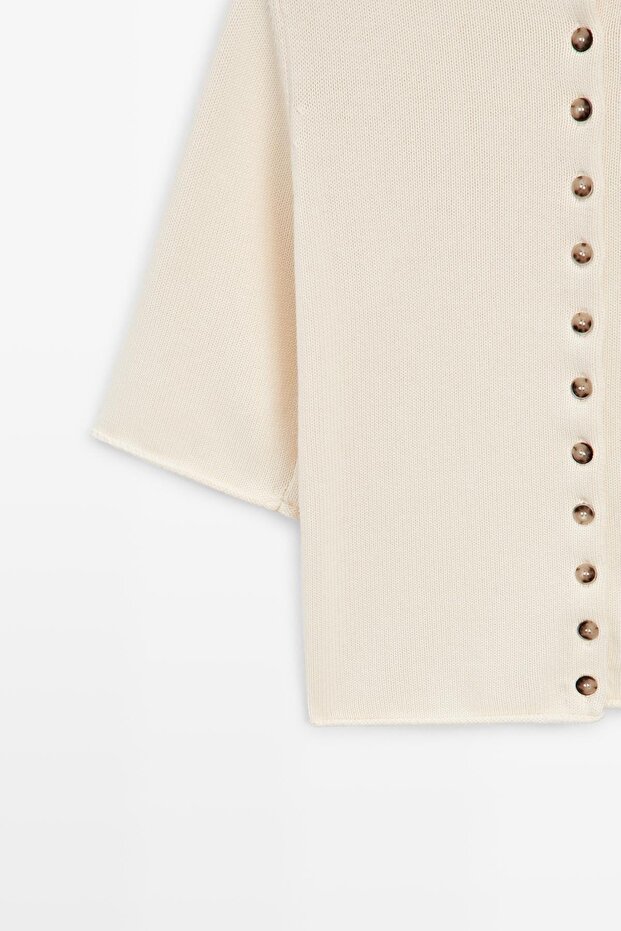 Dirsek boy kısa kollu triko hırka - 7