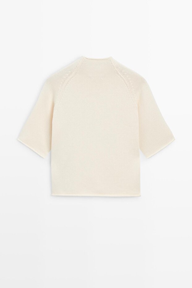 Dirsek boy kısa kollu triko hırka - 8