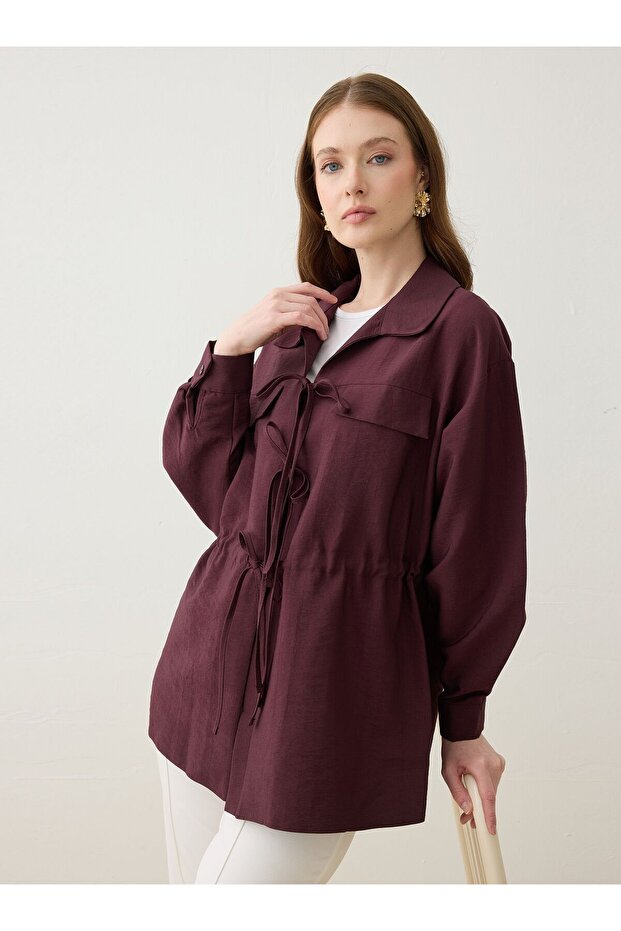Tie-Detail Blouse / Shirt - Burgundy -
