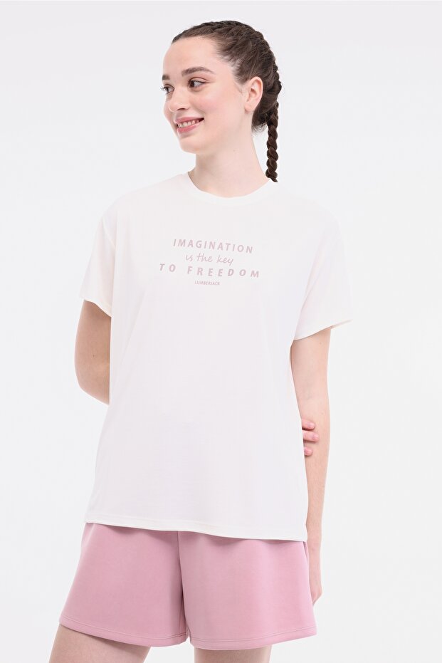 Wl Miruna 11Ms450 5Fx Ecru Women's Short Sleeve T-Shirt