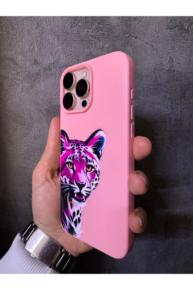 حافظة وردية بنمط الفهد متوافقة مع آيفون 16 برو ماكس - 4