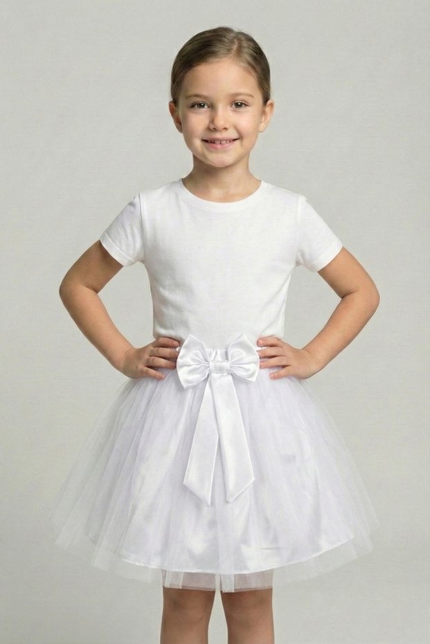 Girl's White Tutu Skirt with Bow Detail Show Skirt April 23, October 29