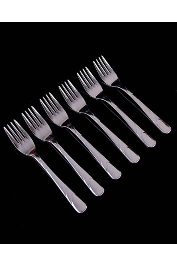Stainless Steel Line Patterned Sweet Fork 6 Pieces