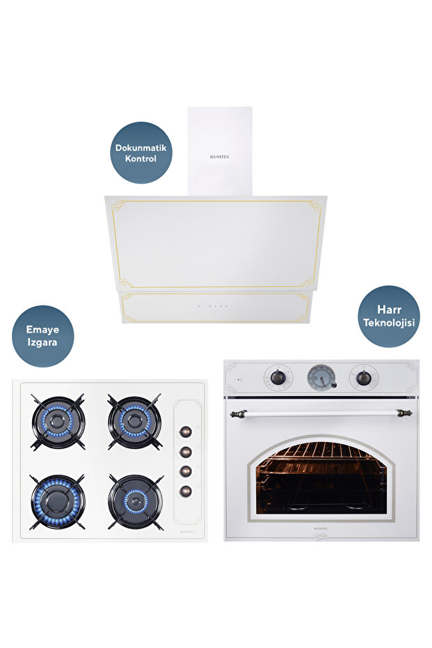 Rustik Beyaz Cam Ankastre Set - 1