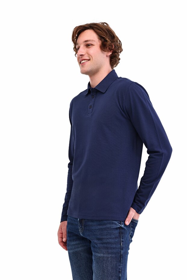 Mb Sn329 Ukol Polo 5Pr Navy Blue Men's Long Sleeve T-Shirt