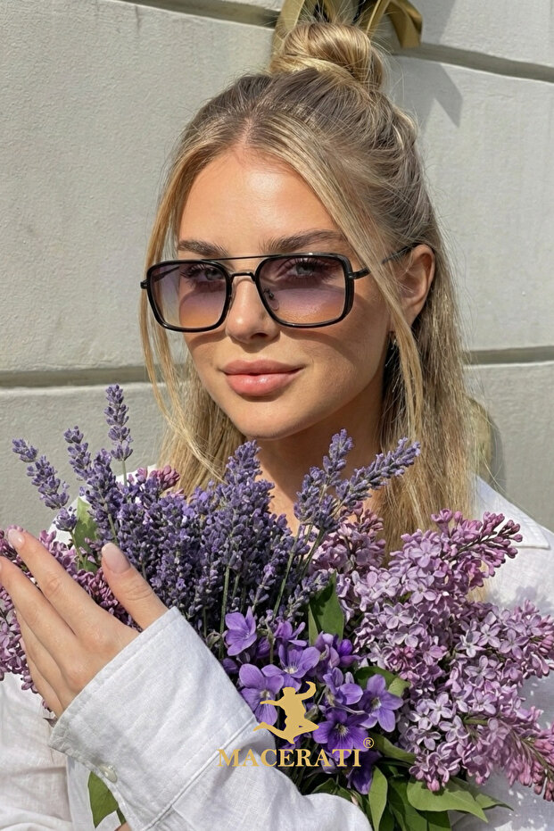 Rectangular Unisex Black Gradient Sunglasses - 1