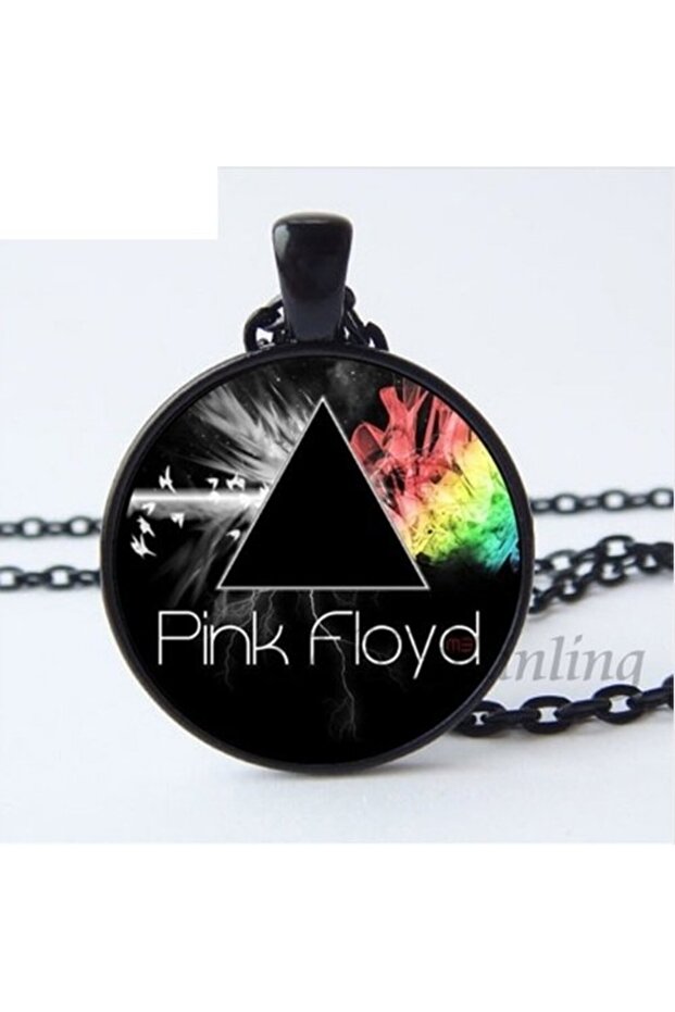 قلادة Pf7 Pink Floyd - سلسلة سوداء ومؤطرة