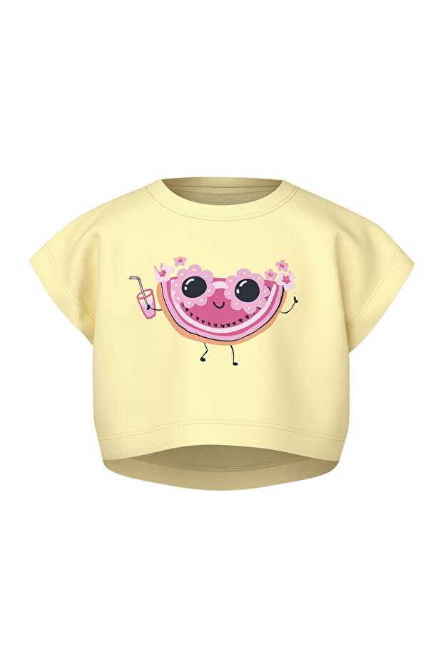 Nmfvilma Capsl Crop Top Yellow Girl's Short Sleeve T-Shirt