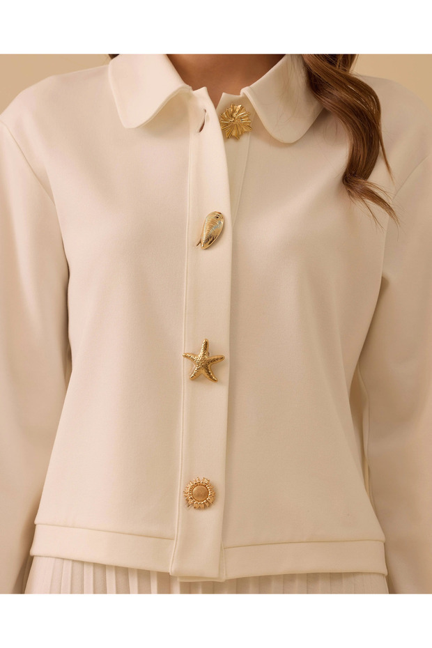 Bebe Yaka Düğmeli Örme Ceket - 4