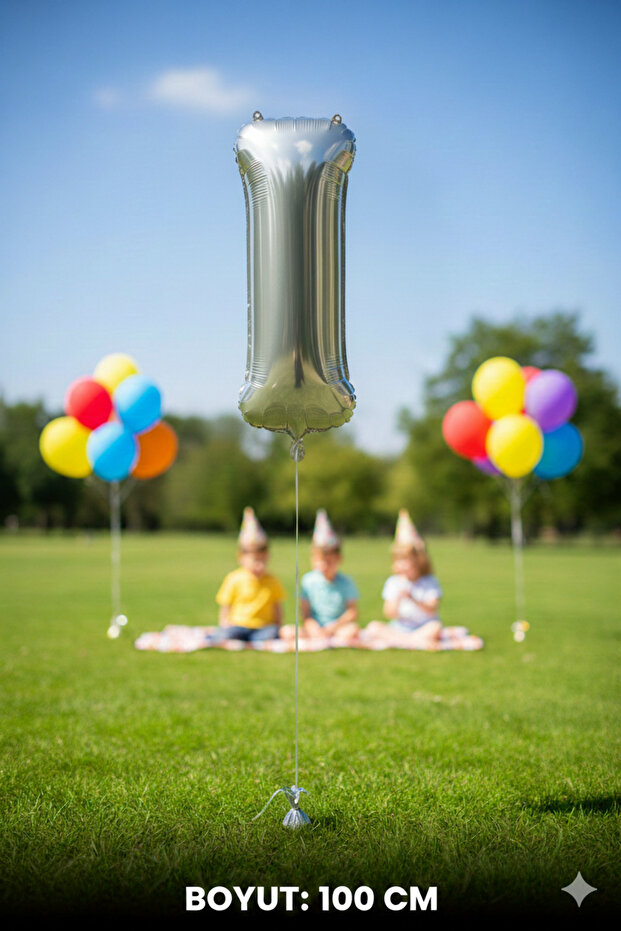 Silver Gray Foil Balloon I Letter I 40 " Inch 100 cm
