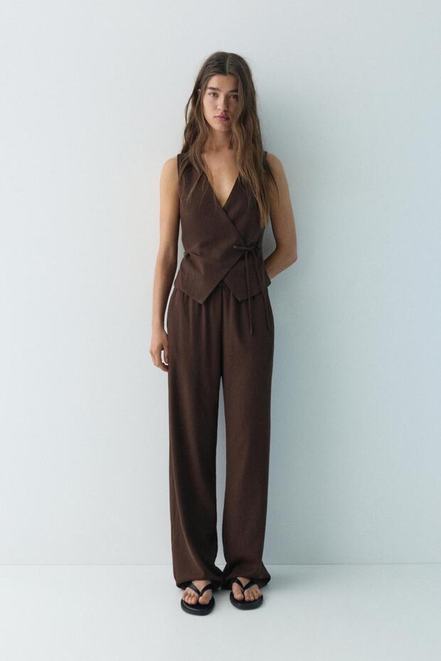 Yanları bağlamalı rustik yelek - 3