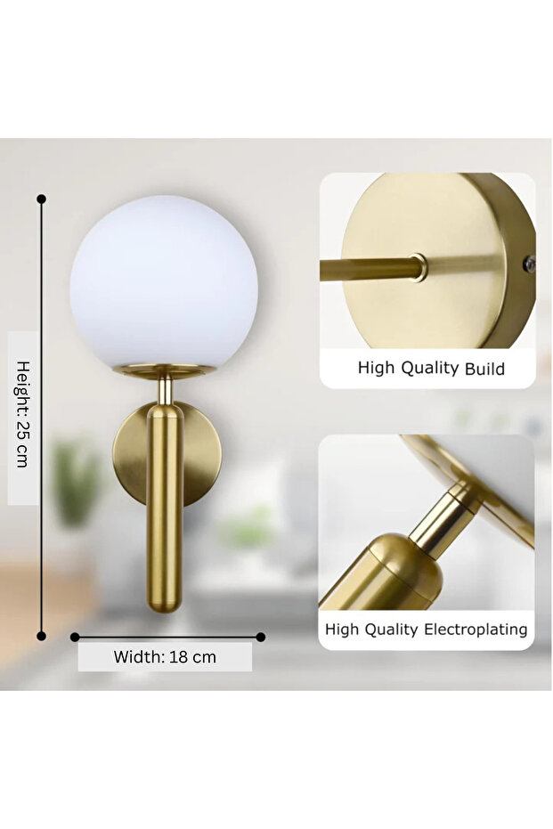 Glass Globe Wall Sconce E27 W18 x H25 cm IP20 - 7