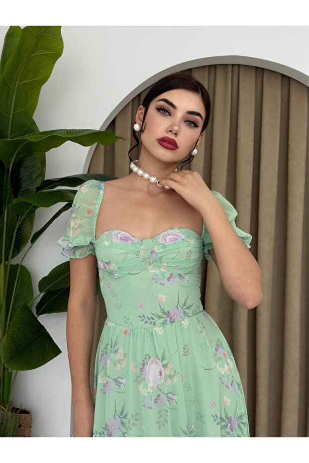 Candy Şifon Uzun Elbise - 1