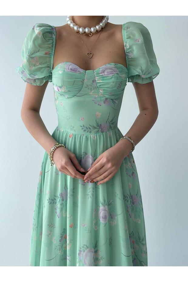 Candy Şifon Uzun Elbise - 7