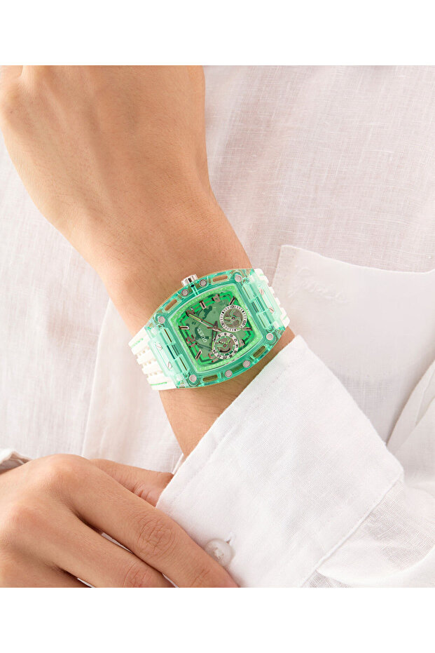 ساعة رجالية متعددة الوظائف باللونين الأبيض والأخضر - 2