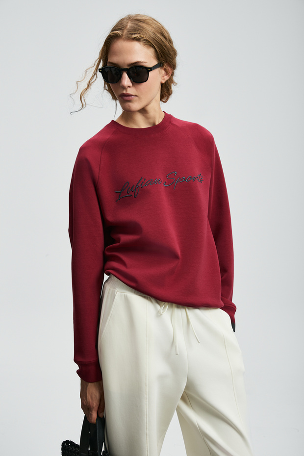 Ander Kadın Örme Sweatshırt Bordo - 1