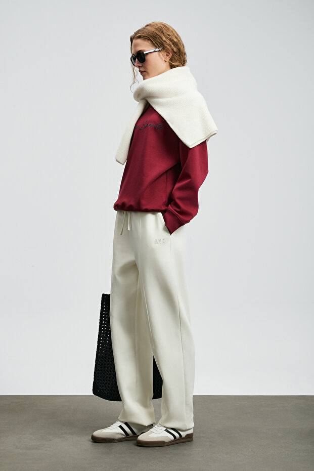 Ander Kadın Örme Sweatshırt Bordo - 4