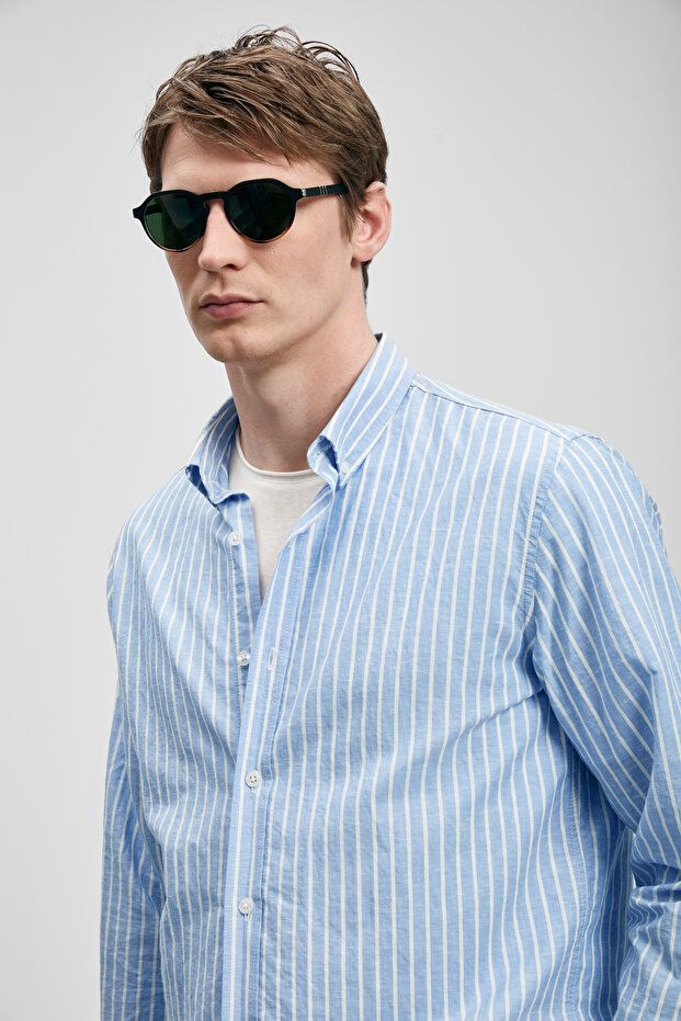 Sılvıa Erkek Basic Gömlek Regular Fit Mavi - 4