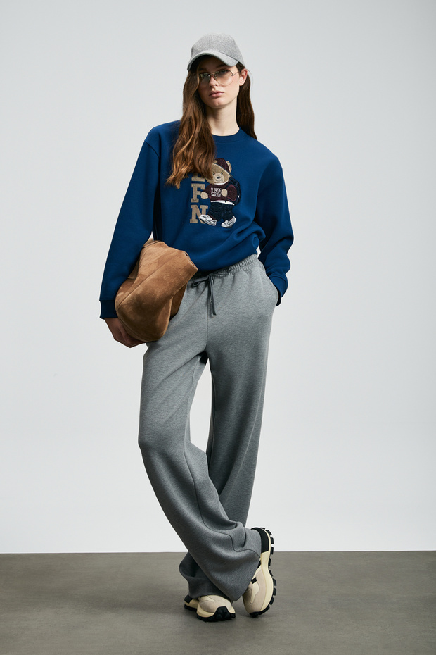 Dıamond Kadın Örme Sweatshırt Saks - 2