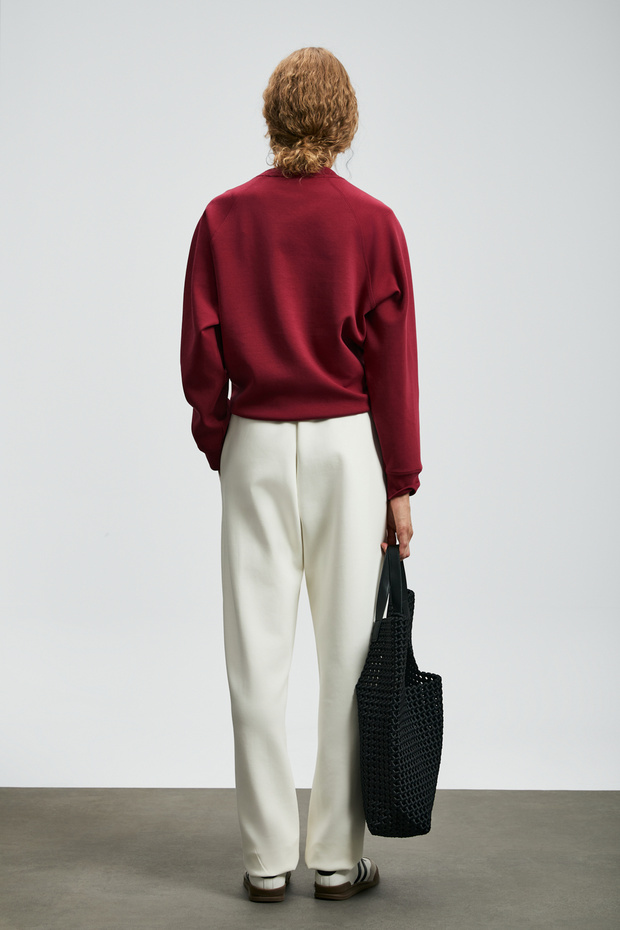 Ander Kadın Örme Sweatshırt Bordo - 6