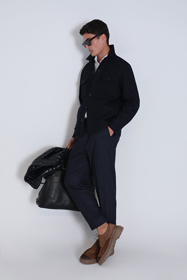 Barena Erkek Basic Gömlek Slim Fit Lacivert - 4