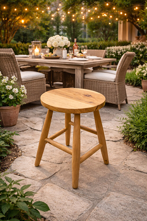 Yuvarlak Ahşap Tabure - 3