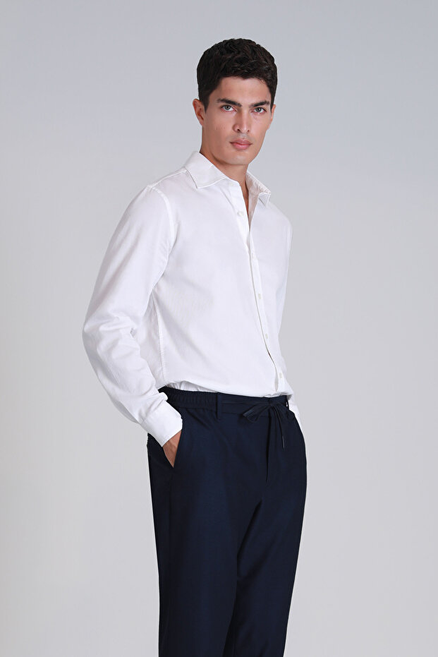 Ferla Erkek Basic Gömlek Slim Fit Beyaz - 1