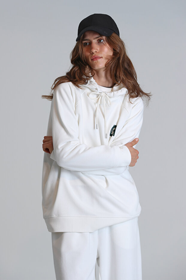 Sabrına Kadın Örme Sweatshırt Ekru - 4