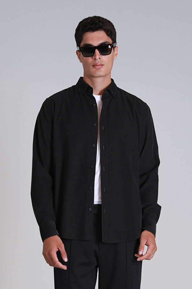 Water Erkek Basic Gömlek Slim Fit Antrasit - 3