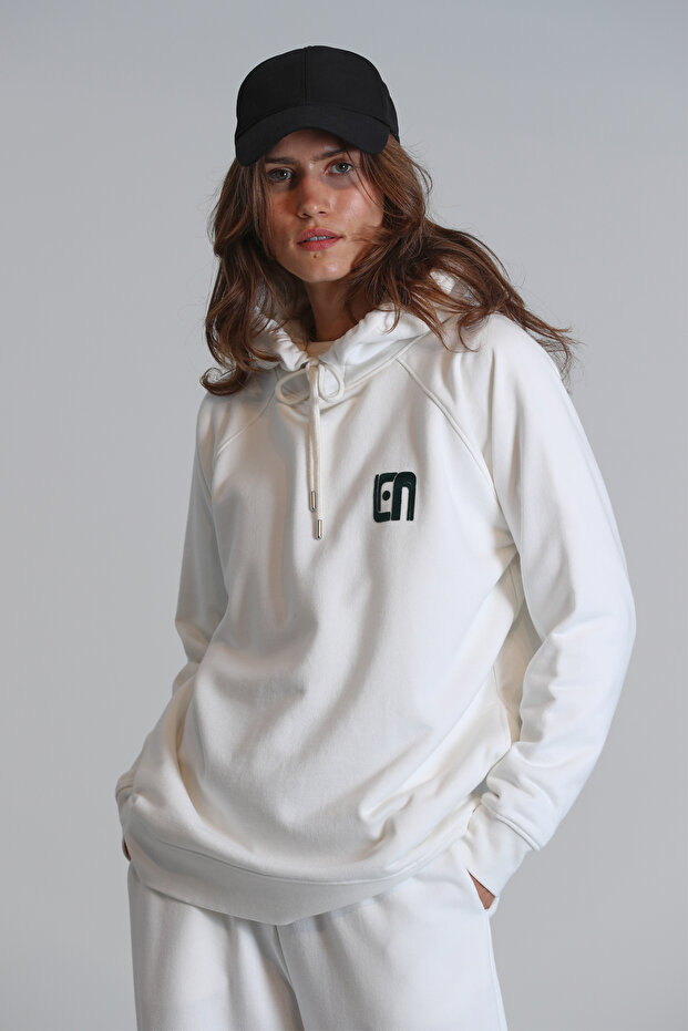 Sabrına Kadın Örme Sweatshırt Ekru - 3