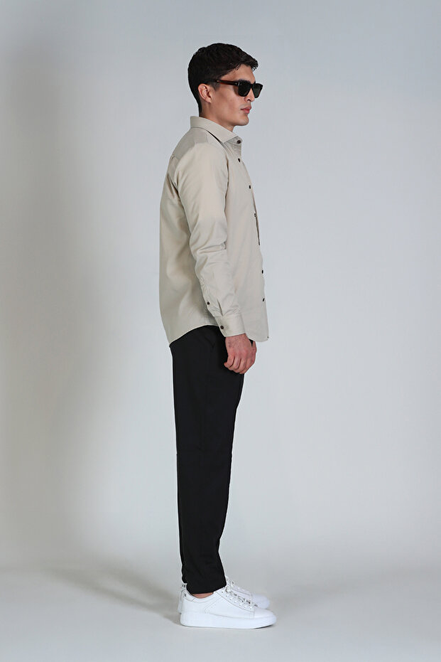 Ferla Erkek Basic Gömlek Slim Fit Bej - 4