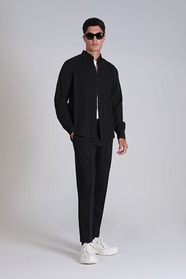 Water Erkek Basic Gömlek Slim Fit Antrasit - 4