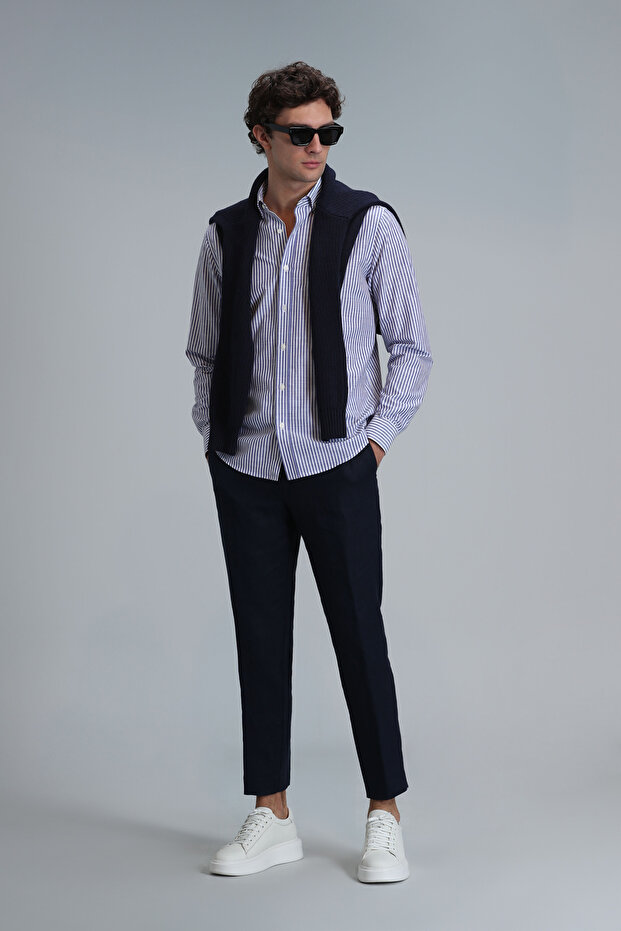 Warm Men's Basic Shirt Regular Fit Blue - 2