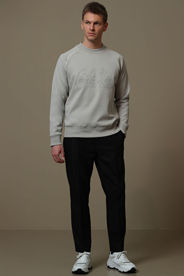 Bert Erkek Sweatshirt Bej - 5