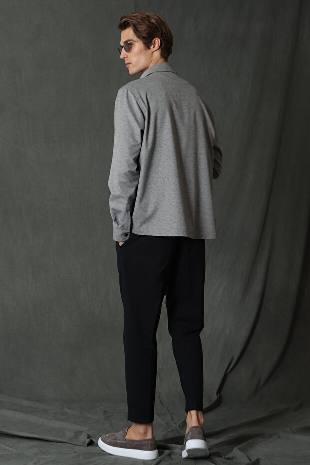 Ανδρικό πουκάμισο Albın Basic εφαρμοστό Γκρι - 5