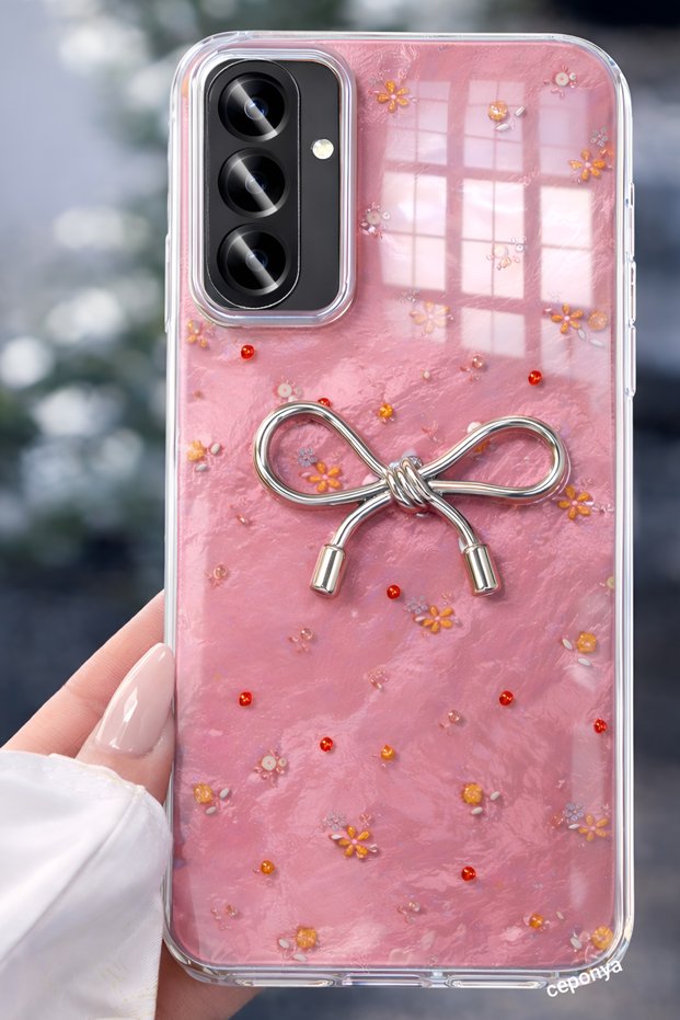 Galaxy A35 Case Shiny Happy Silicone Cover with Camera Protrusion and Shiny Figures