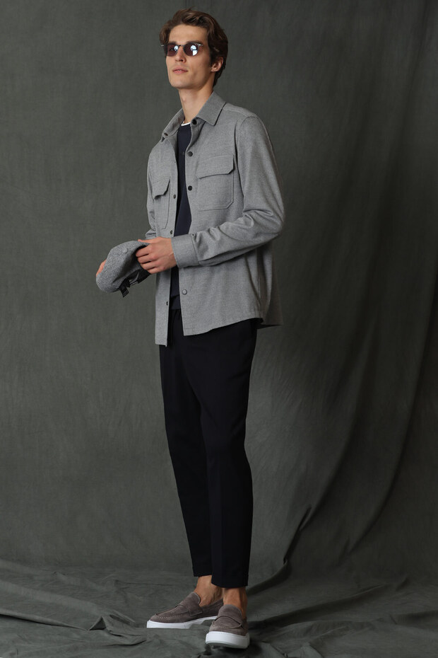 Ανδρικό πουκάμισο Albın Basic εφαρμοστό Γκρι - 4