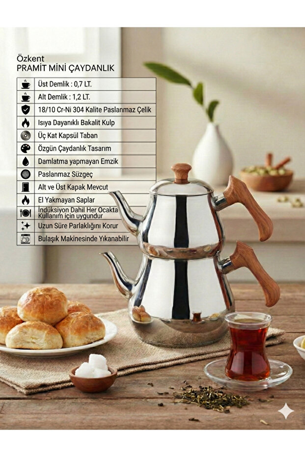 Pramit Mini Çaydanlık Seti Ahşap - 2