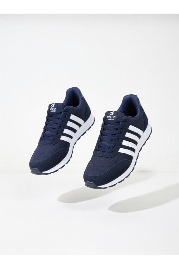 Men's Navy Casual Comfortable-Soled Soft Lightweight Stretchy Walking Sneakers Lace-Up Athletic Shoes