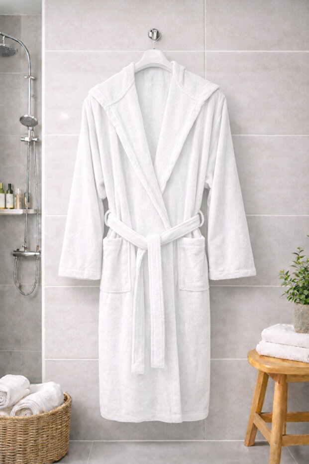 BORNOZ TRİGA KAPÜŞONLU %100 PAMUK - 2