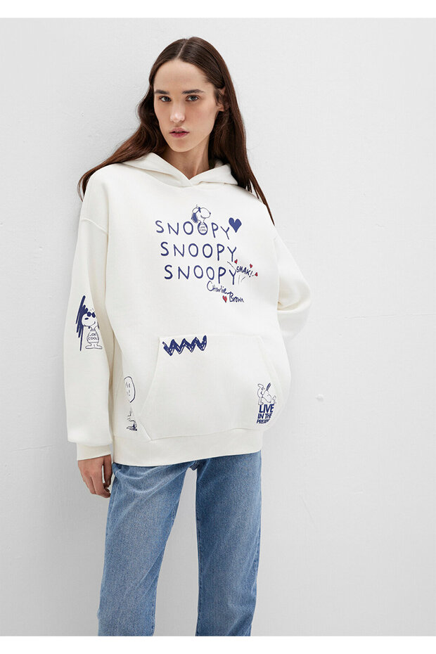 Snoopy Printed Ecru Sweatshirt 1S10470-80194