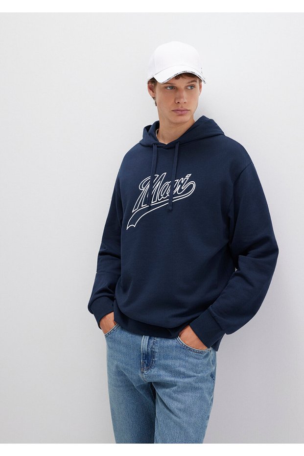 Logo Hooded Navy Blue Sweatshirt 0S10469-70490