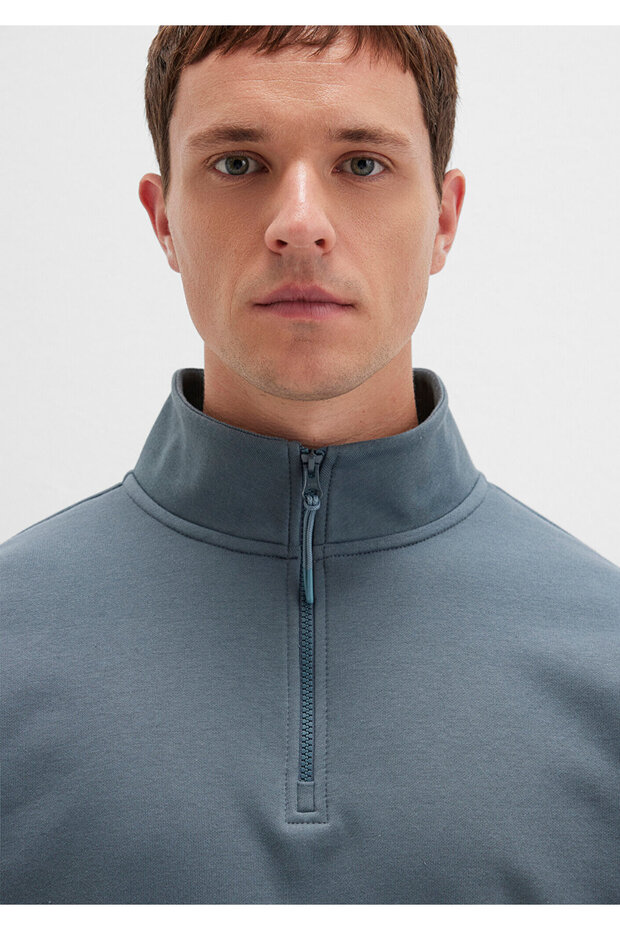 Yarı Fermuarlı Basic Sweatshirt 0S10278-80889 - 6
