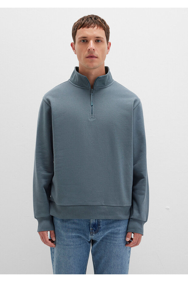 Yarı Fermuarlı Basic Sweatshirt 0S10278-80889 - 4