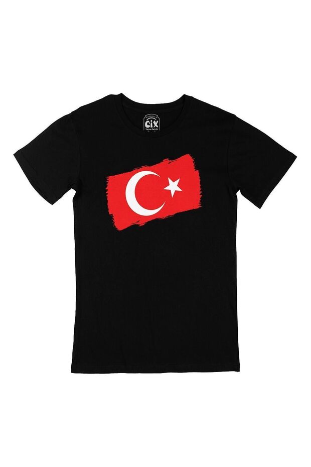 Sc Plus Black T-shirt - Rectangular Turkish Flag