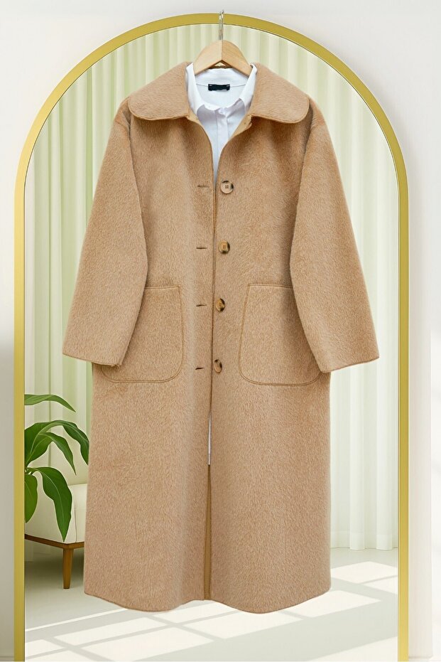 معطف رجالي بأزرار وجيوب - لون المنك - 4