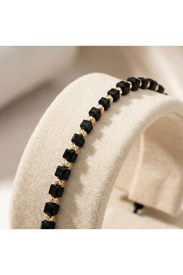 Adjustable Bracelet, Universal Size, Black-Gold - 7